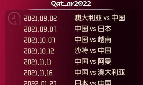 国足12强赛赛程：前2场连战澳日 末轮客战阿曼